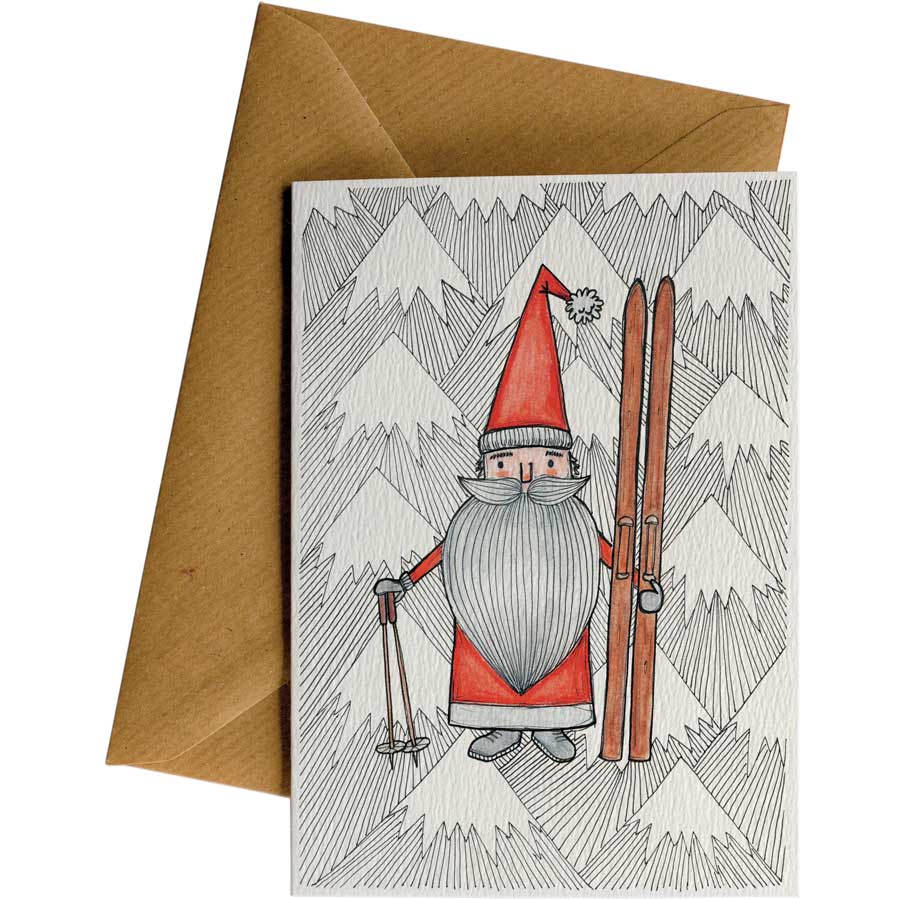 Santa Skis - Christmas Card