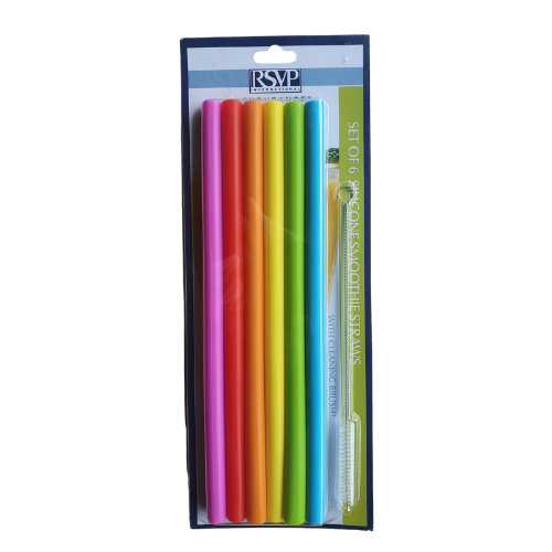 Reusable Silicon Smoothie Straws - 6 pack